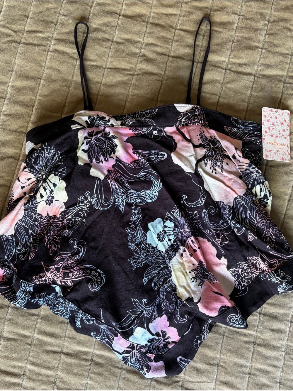 Free People Get Your Love Tank Size XS S Cropped Boho Hankerchief Top NEW Tags